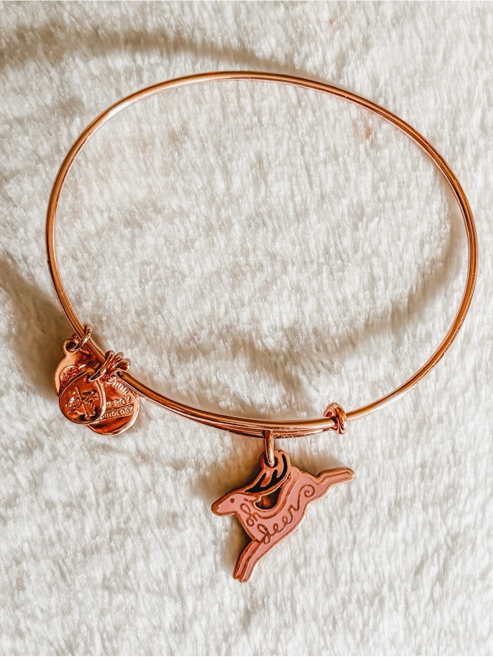 Alex and Ani ‘Oh Deer’ Deer Charm Bangle Bracelet - Holiday 2017 - Rose Gold